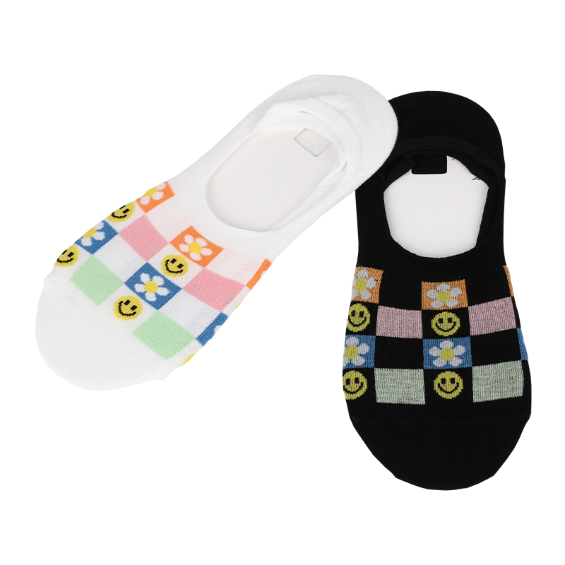 Emoji ODM fețe cu model în carouri cu șosete invizibile pentru barcă, cu silicon anti-alunecare