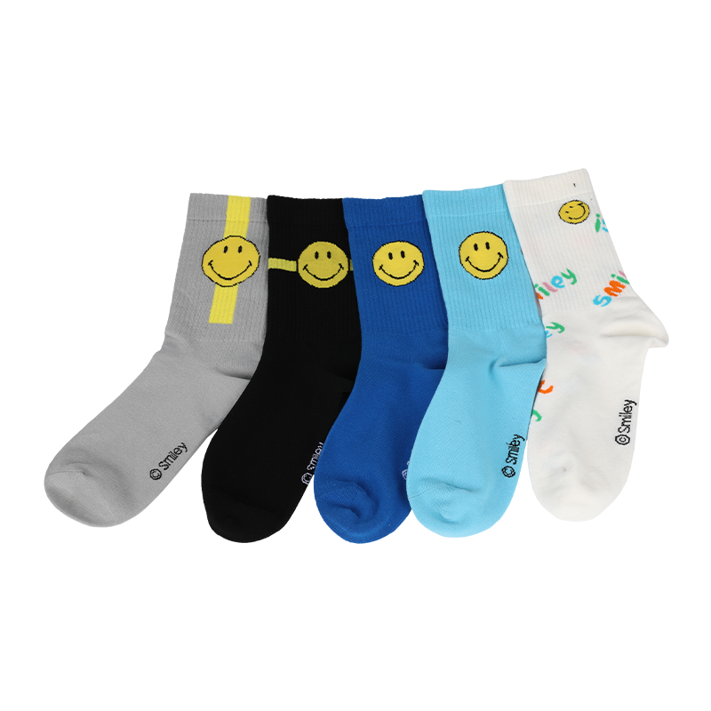 Șosete personalizate de echipaj casual pentru bărbați, cu modele și litere cu fețe emoji zâmbitoare, care sunt realizate din bumbac de înaltă calitate, astfel încât șosetele sunt moi, confortabile, durabile, respirabile și calde.