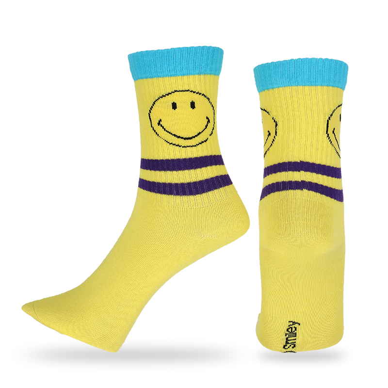 Șosete personalizate de echipaj casual pentru bărbați, cu modele și litere cu fețe emoji zâmbitoare, care sunt realizate din bumbac de înaltă calitate, astfel încât șosetele sunt moi, confortabile, durabile, respirabile și calde.